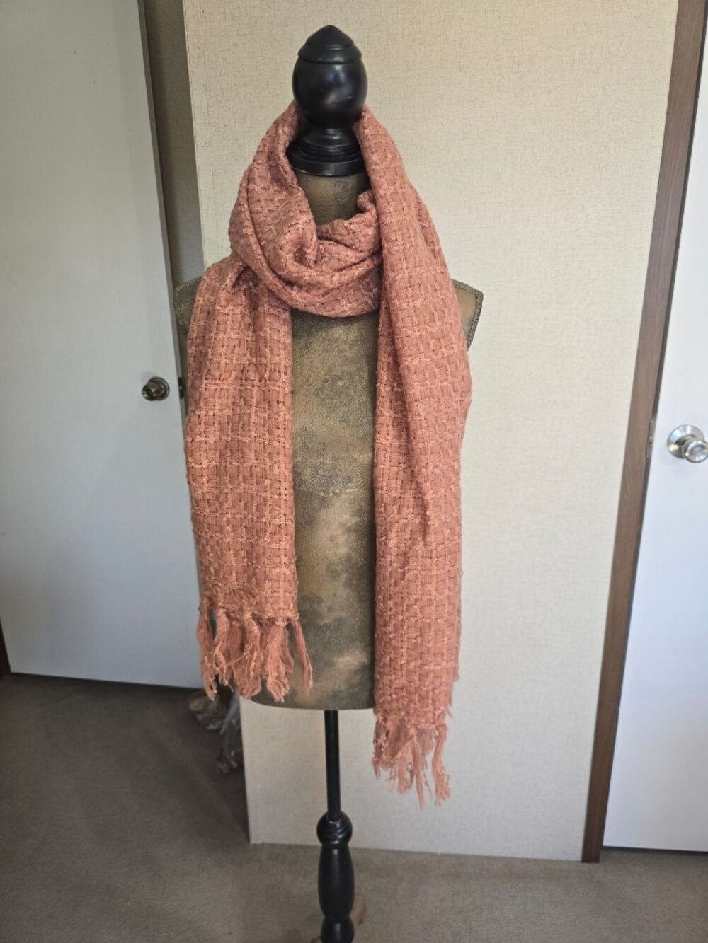 NEW Altard State Scarf Textured Lightweight Mauve Fringed Edge